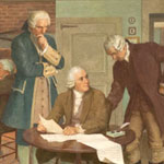 mural of 1779: John Adams, Samuel Adams, and James Bowdoin Drafting the Massachusetts Constitution of 1780