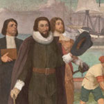 mural of 1630: Governor Winthrop at Salem Bringing the Charter of the Bay Colony to Massachusetts