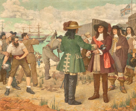 mural of 1689: Revolt Against Autocratic Government in Massachusetts: The Arrest of Governor Andros