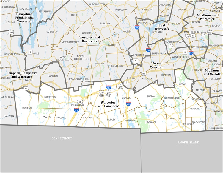 District Map of Worcester and Hampden