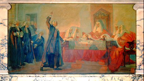 mural of James Otis Arguing Against the Writs of Assistance in the Old Towne House