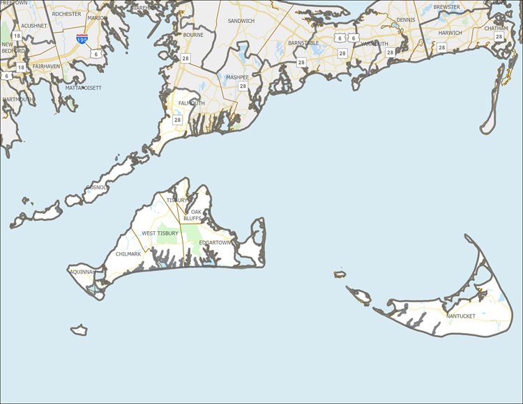 District Map of Barnstable, Dukes and Nantucket