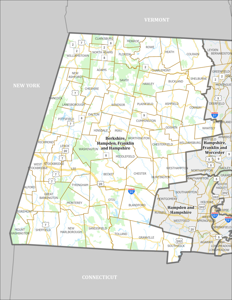 District Map of Berkshire, Hampden, Franklin and Hampshire