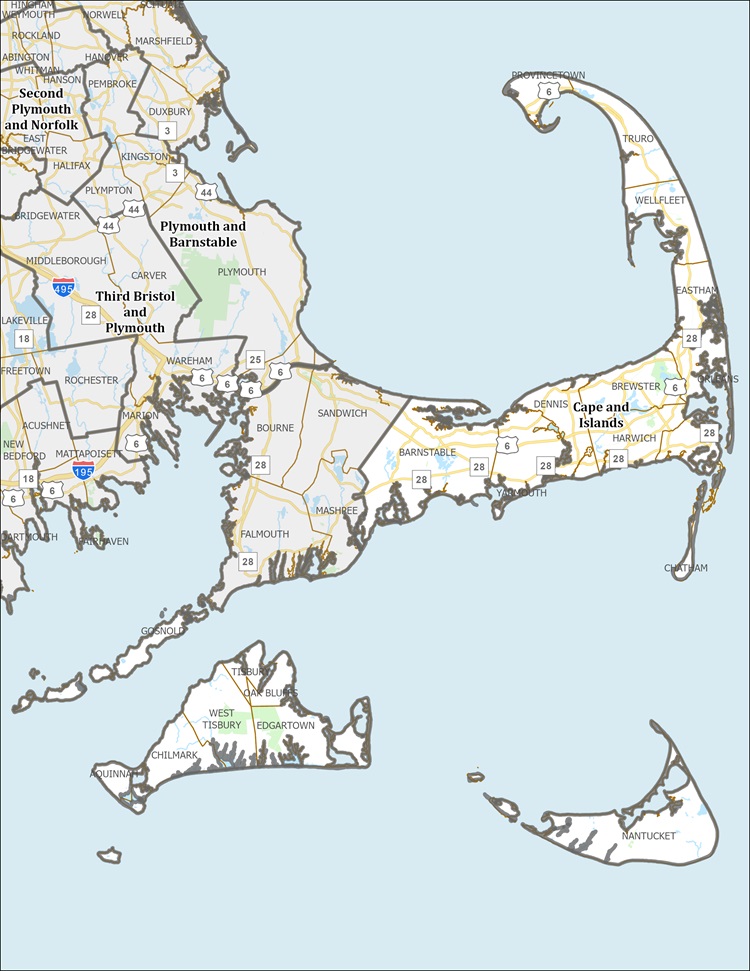 District Map of Cape and Islands
