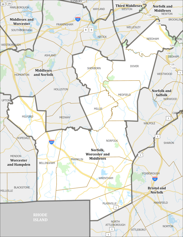 District Map of Norfolk, Worcester and Middlesex