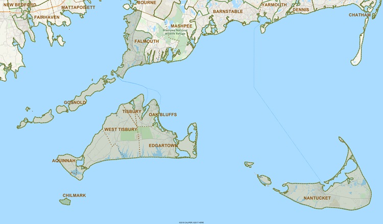 District Map of Barnstable, Dukes and Nantucket