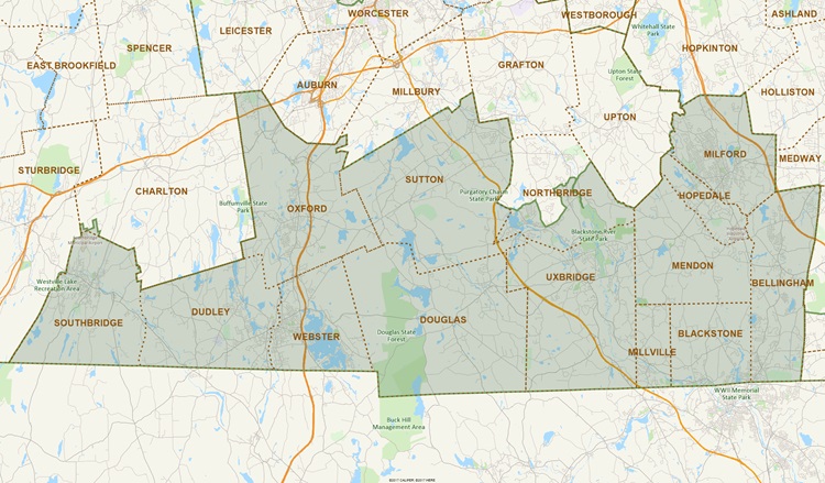 District Map of Worcester and Norfolk