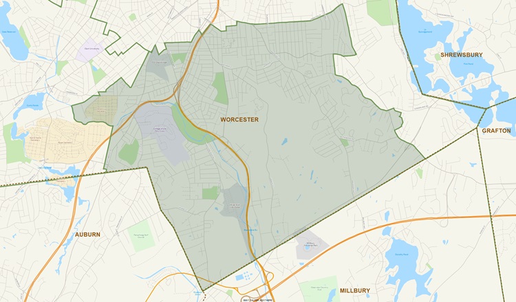 District Map of 16th Worcester
