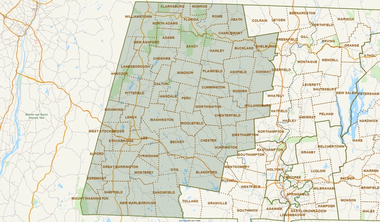 District Map of Berkshire, Hampshire, Franklin and Hampden