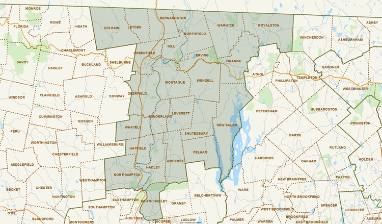 District Map of Hampshire, Franklin and Worcester