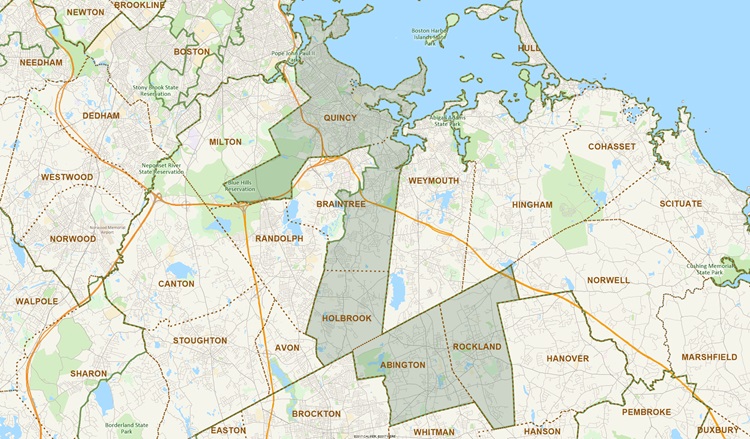 District Map of Norfolk and Plymouth
