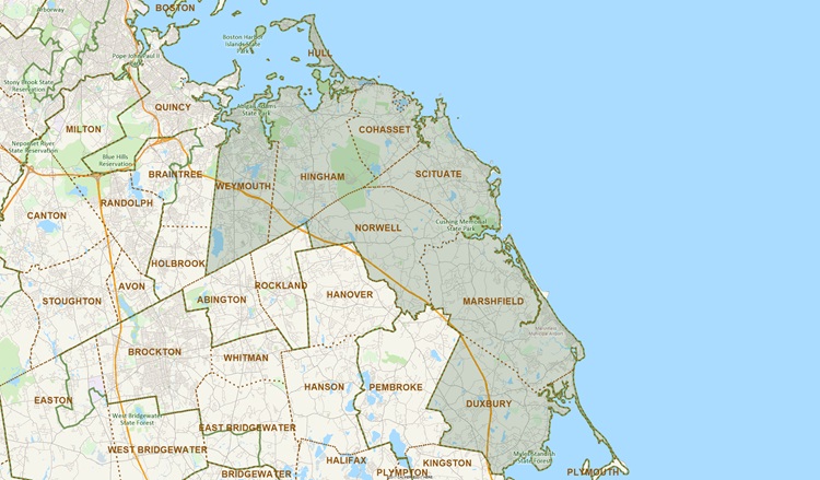 District Map of Plymouth and Norfolk