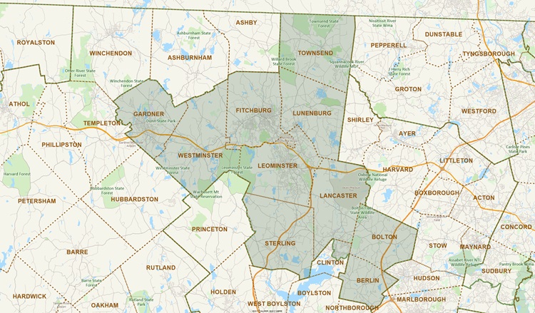 District Map of Worcester and Middlesex